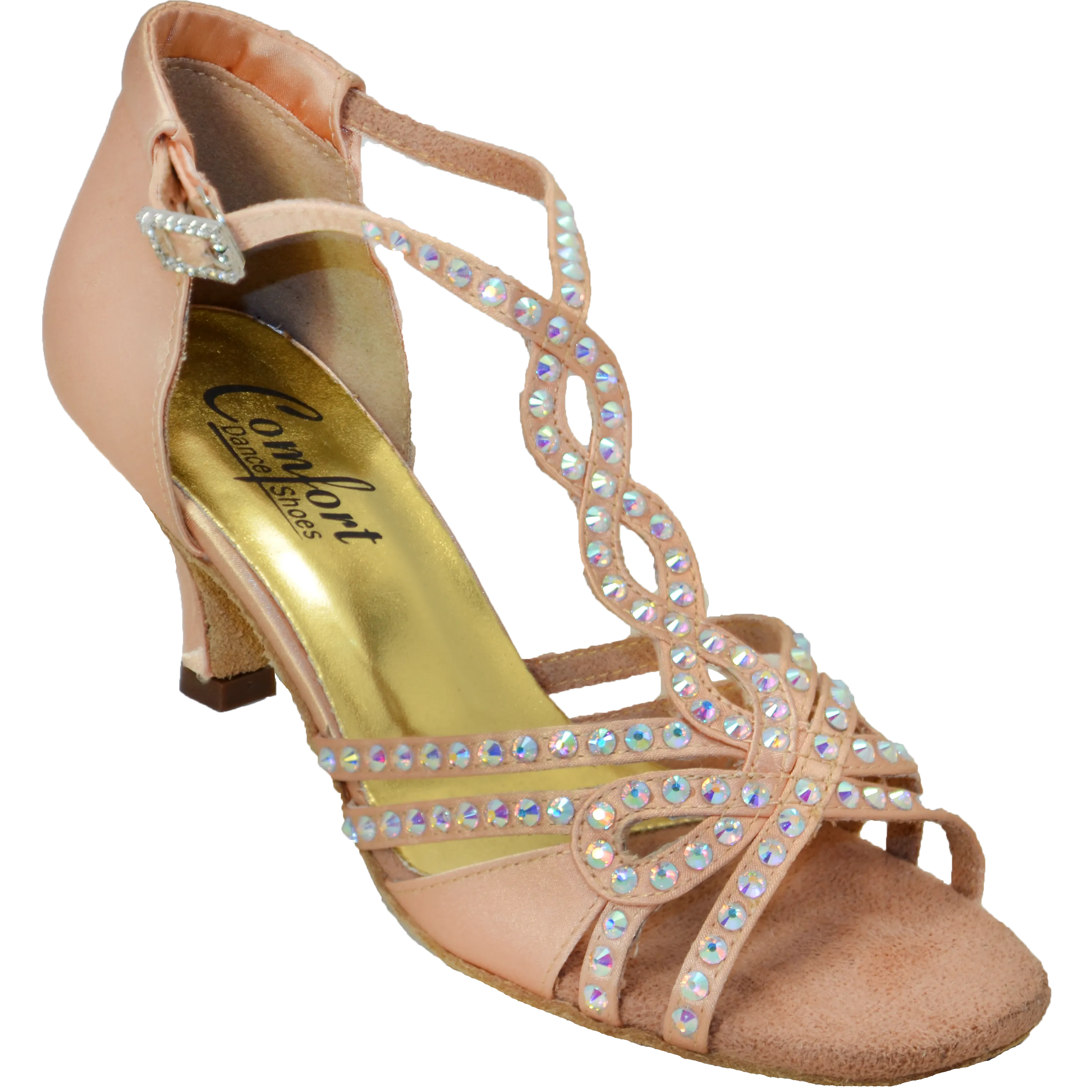 Comfort Heel - Butterfly - Light Tan Satin