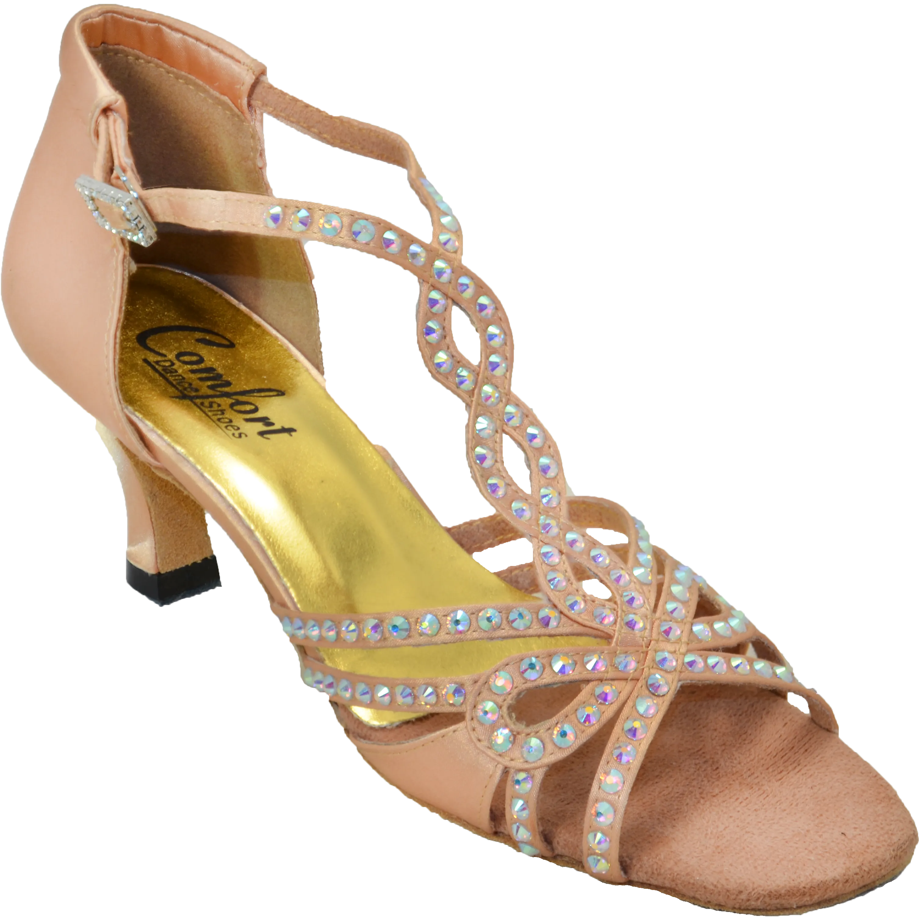 Comfort Heel - Butterfly - Light Tan Satin