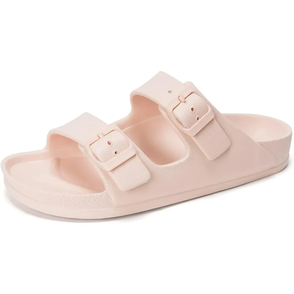 Comfy Slides With Double Buckle Pattern