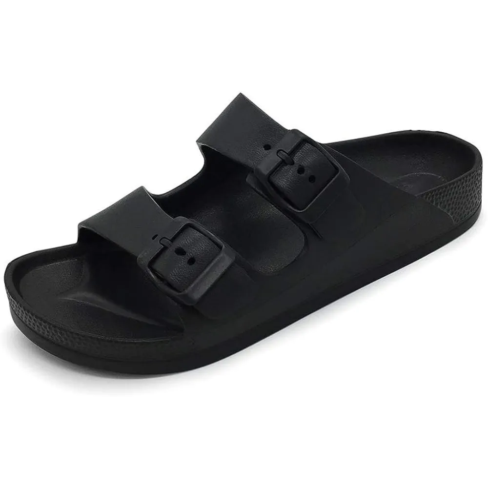 Comfy Slides With Double Buckle Pattern