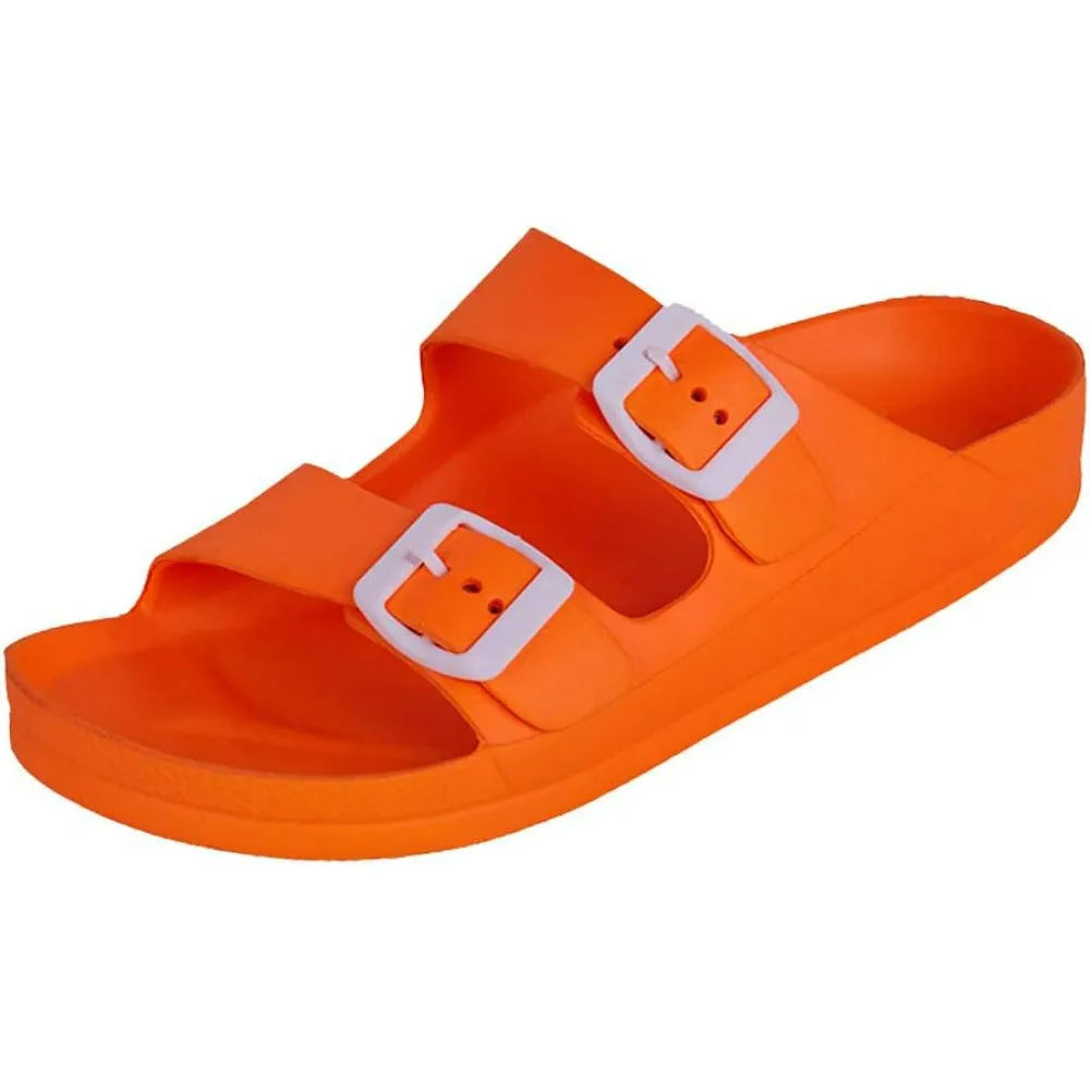 Comfy Slides With Double Buckle Pattern