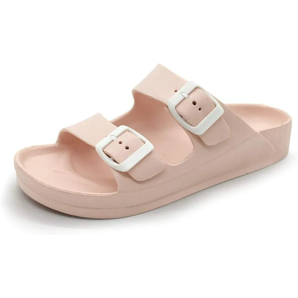 Comfy Slides With Double Buckle Pattern