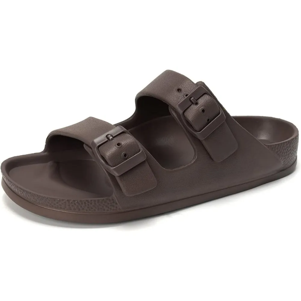 Comfy Slides With Double Buckle Pattern