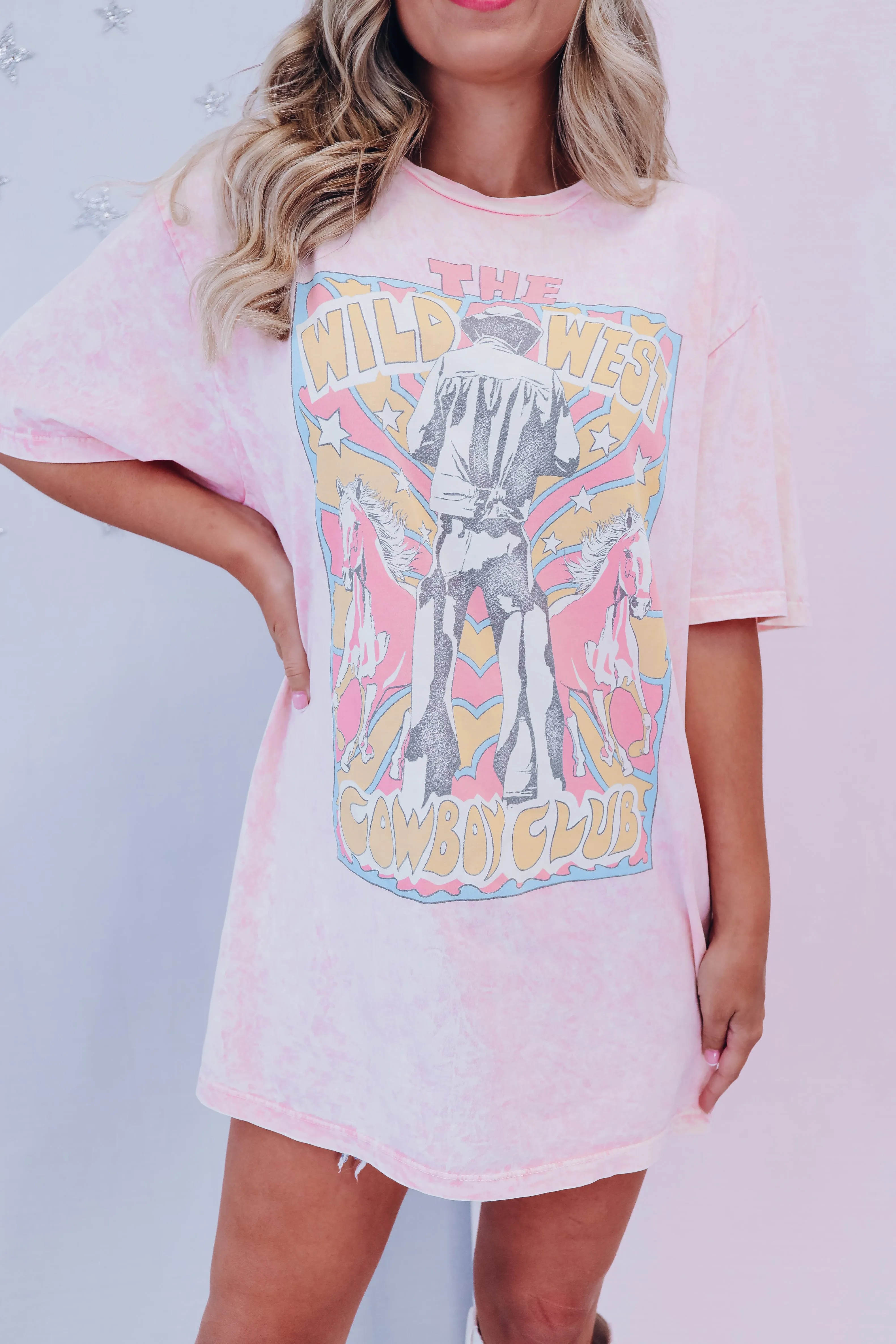 Cowboy Club Wild West Graphic Tee - Pink