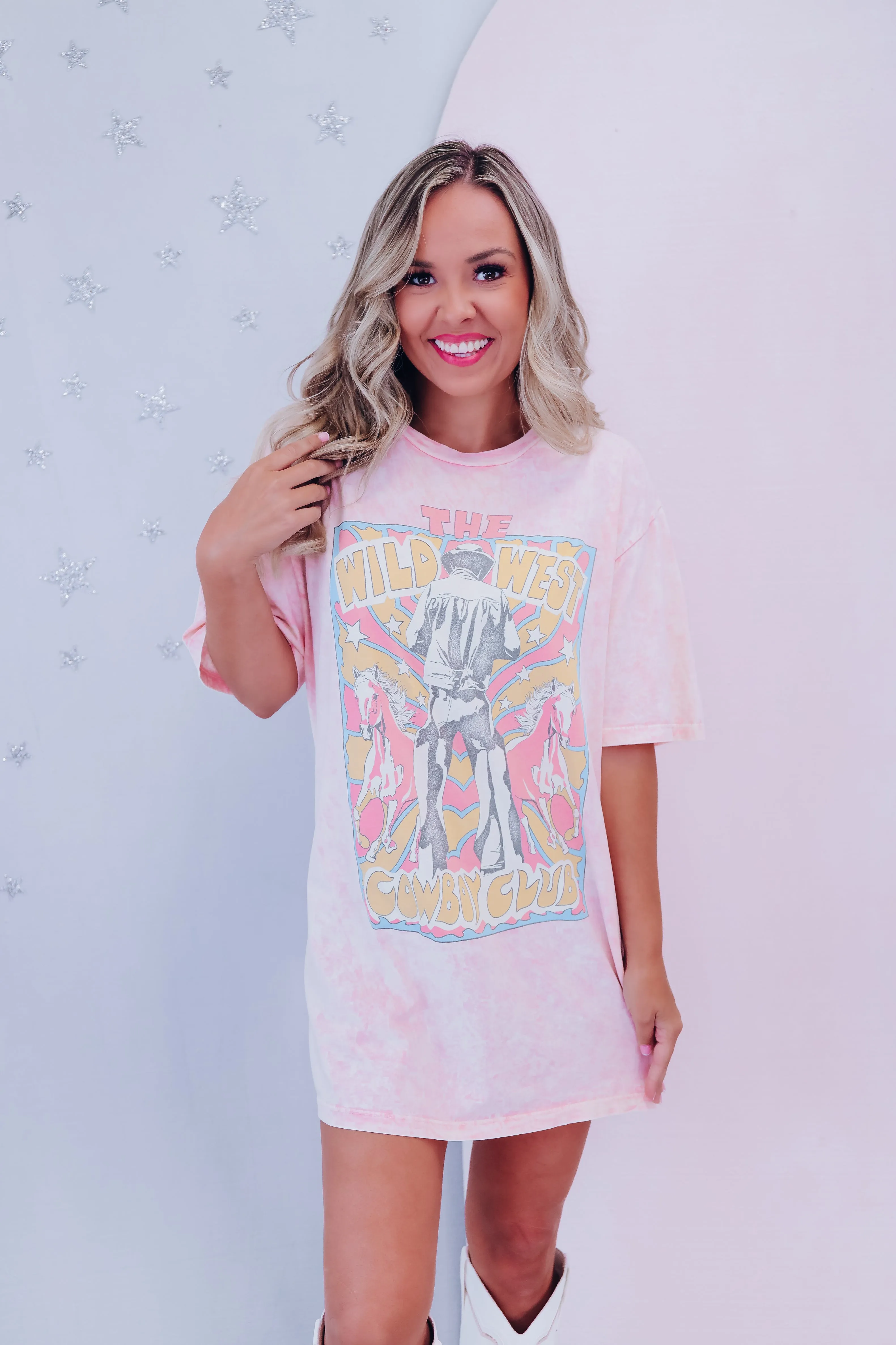 Cowboy Club Wild West Graphic Tee - Pink