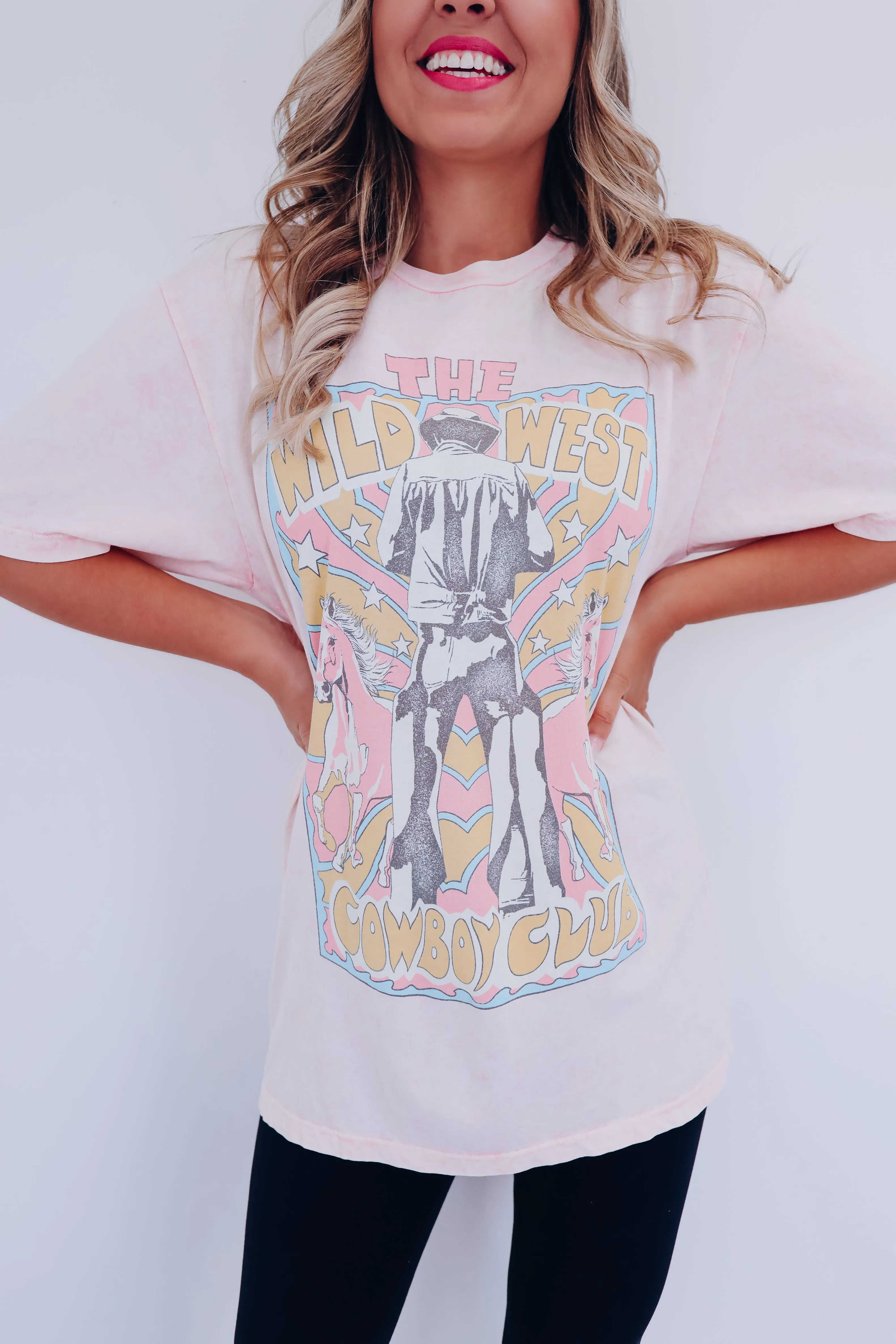 Cowboy Club Wild West Graphic Tee - Pink