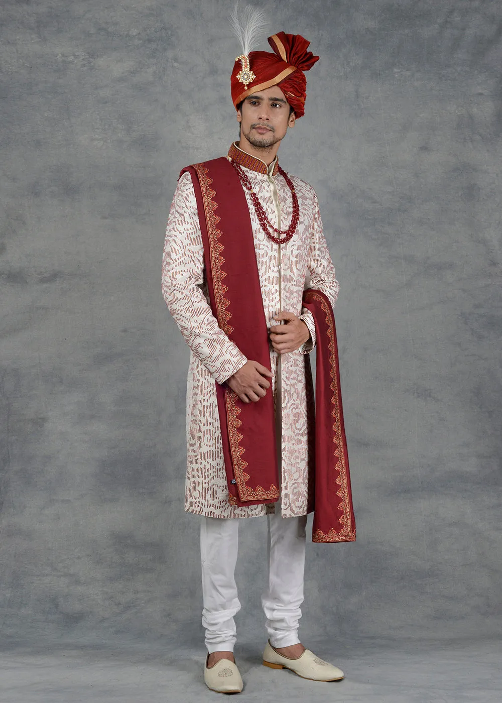 Cream Sherwani | Siddhesh Chauhan
