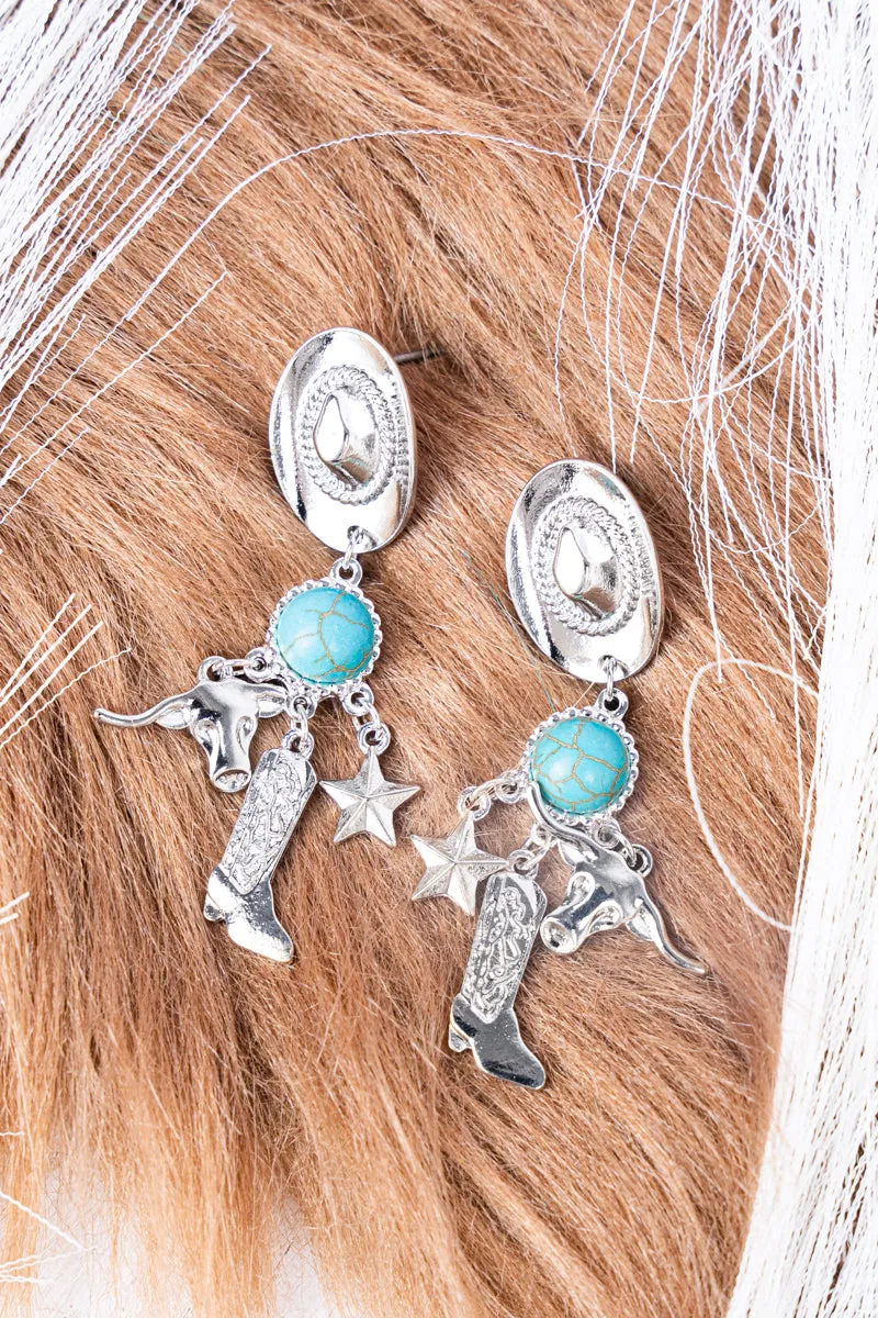 Dakota Way Turquoise Silvertone Earrings