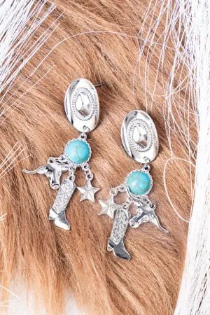 Dakota Way Turquoise Silvertone Earrings
