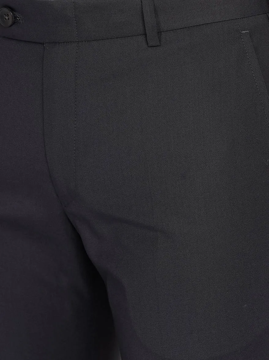 Dark Grey Solid Slim Fit Formal Trouser | Greenfibre