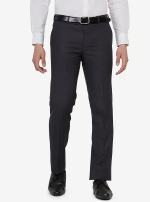 Dark Grey Solid Slim Fit Formal Trouser | Greenfibre