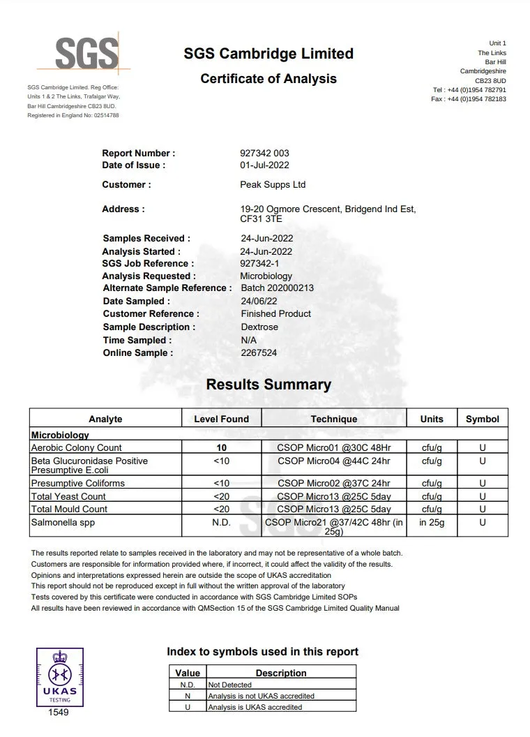 Dextrose (D-Glucose) Powder