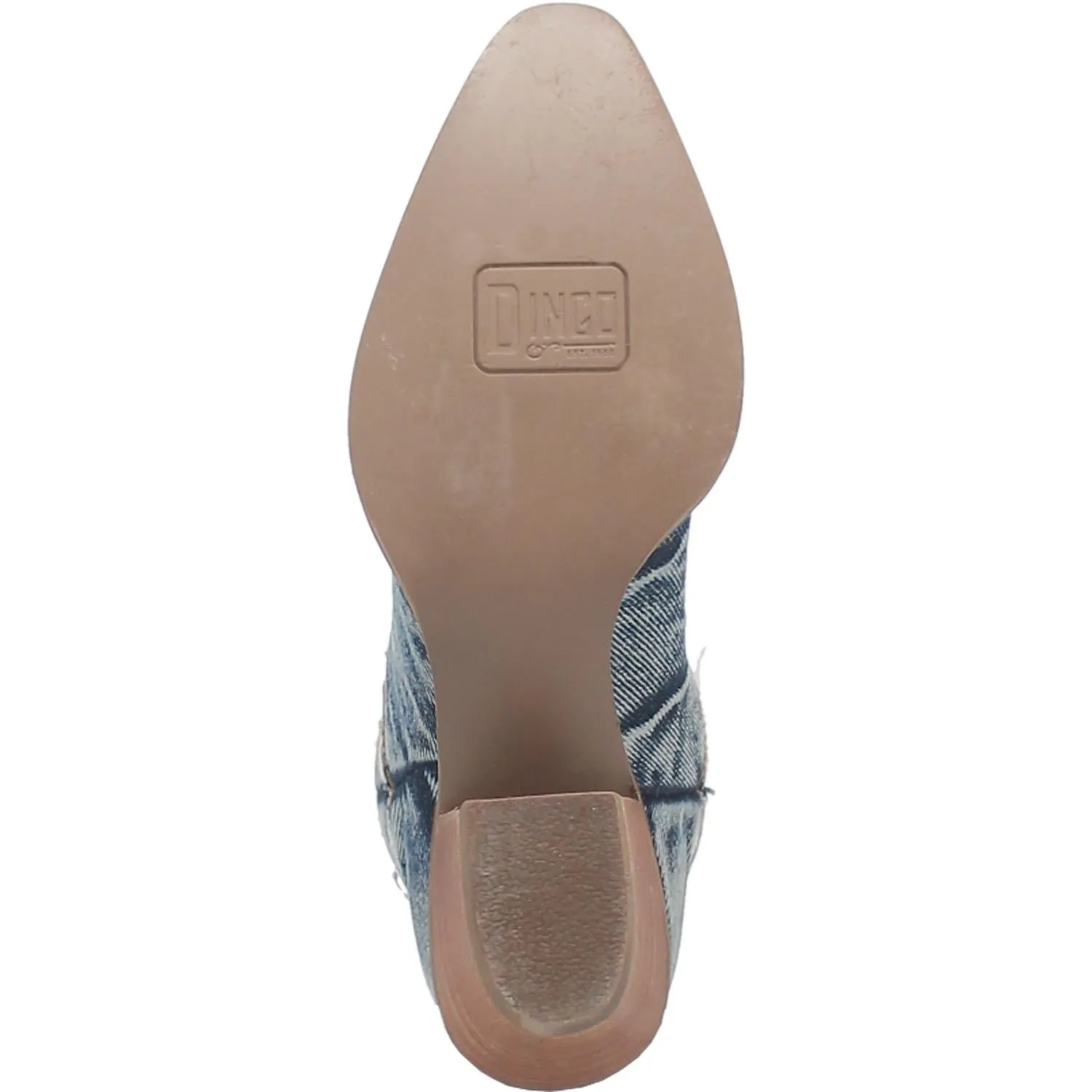Dingo Ladies Y'all Need Dolly Blue Denim Fashion Western Snip Toe Boots with Orange Stitching