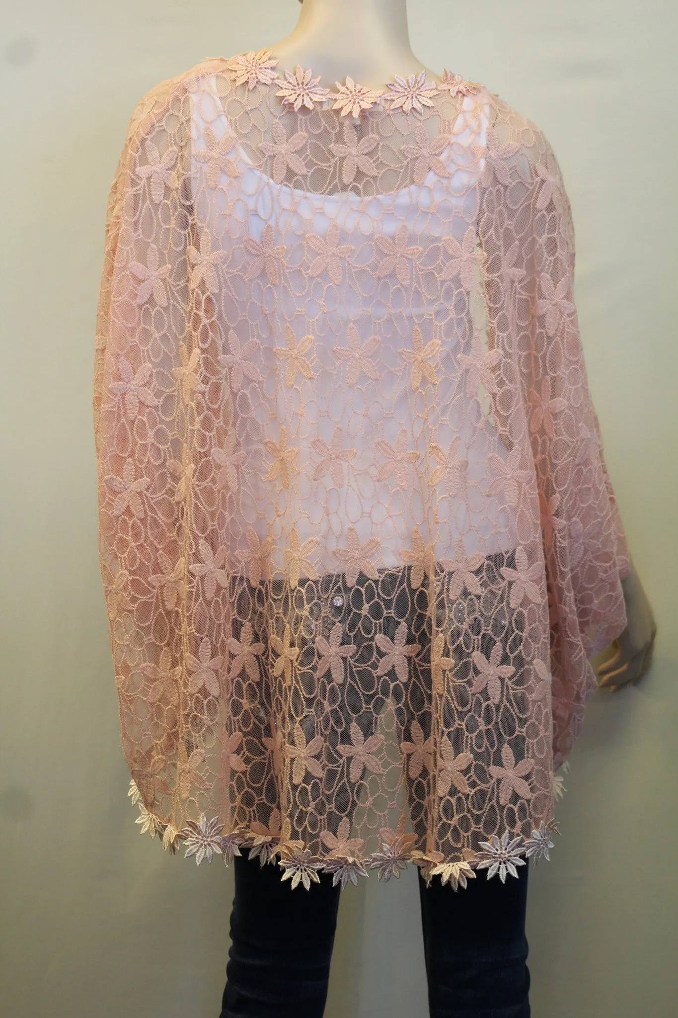 Double Zero | Salmon Floral Lace Cardigan