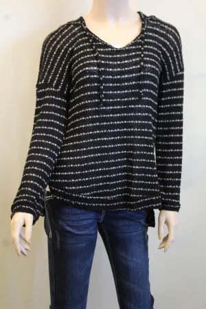 Elan | Striped Hoodie Black