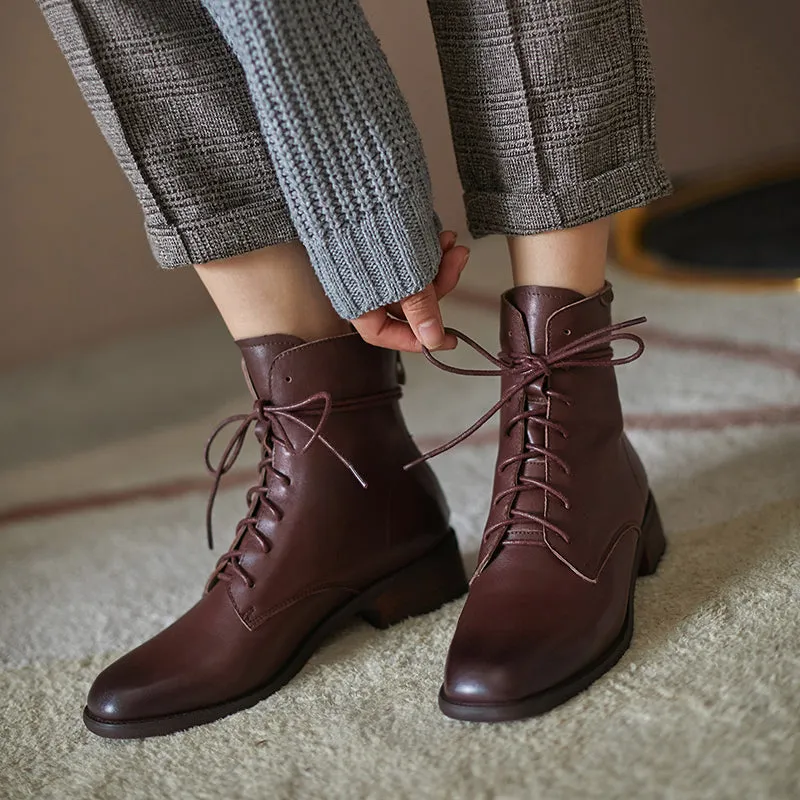 Eva Womens Brown Combat Boots
