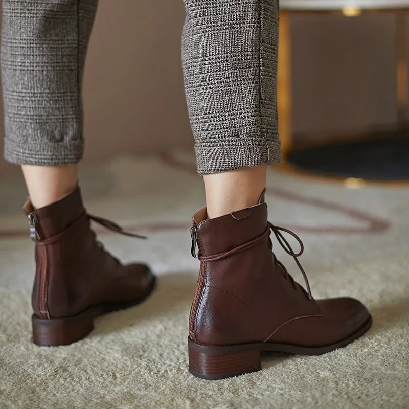 Eva Womens Brown Combat Boots