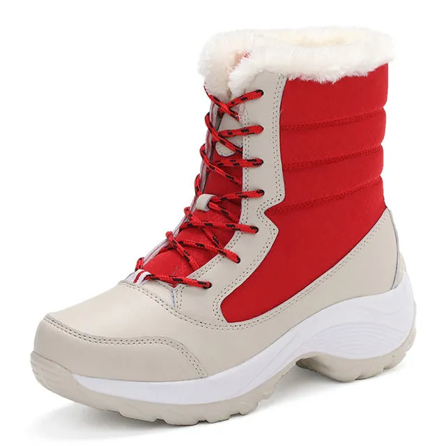 Fashion Women's Snow Boots Shoes Winter Warm boots With thick Bottom Platform - Black/Red/Blue/White