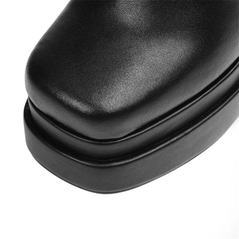 Female Double Layer Platform Square Toe Big Size Boots