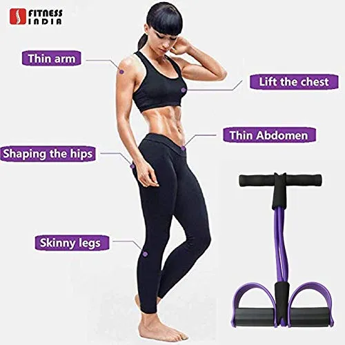 Fitness India Latex Pull Reducer Tummy Twister Body Toner Waist Trimmer Home Gym Equipment Abdominal Abs Leg Hand Biceps Exercise (Multicolour) - Set of 2