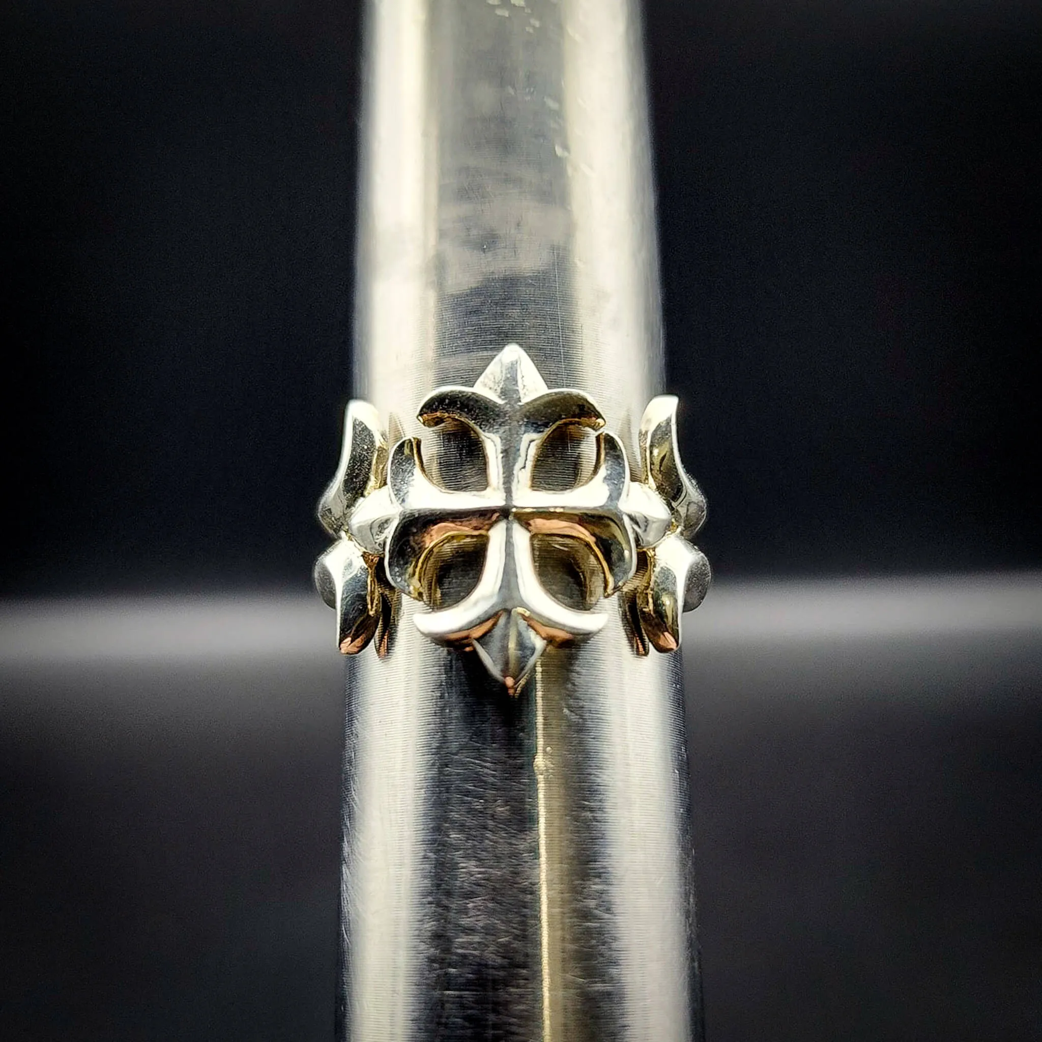 Fleur De Lis Silver Cross Ring