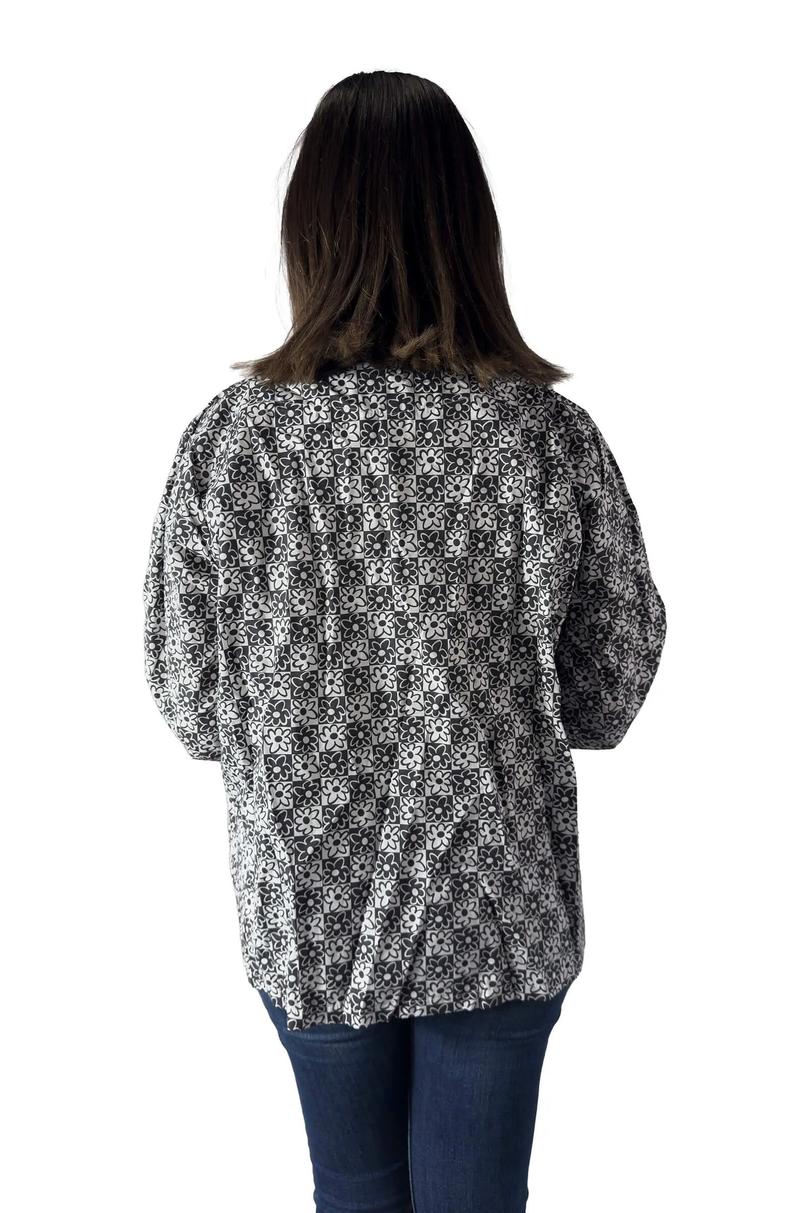 Floral Harmony Tie-Front Blouse