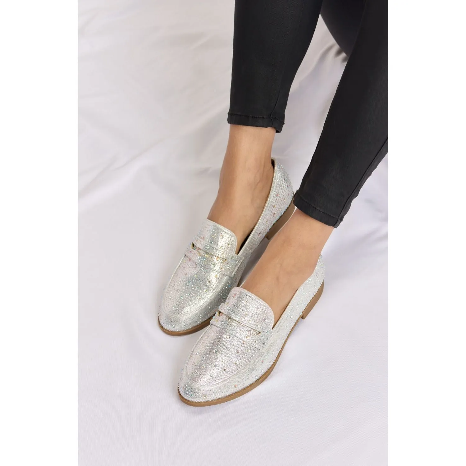 Forever Link Rhinestone Point Toe Loafers