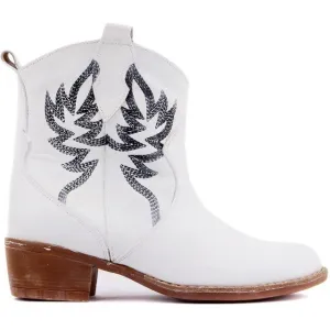 Genuine Leather Embroidered Women Boots Ankle Boots Motorcycle Boots Female Autumn Winter Shoes Woman Punk Motorcycle Boots