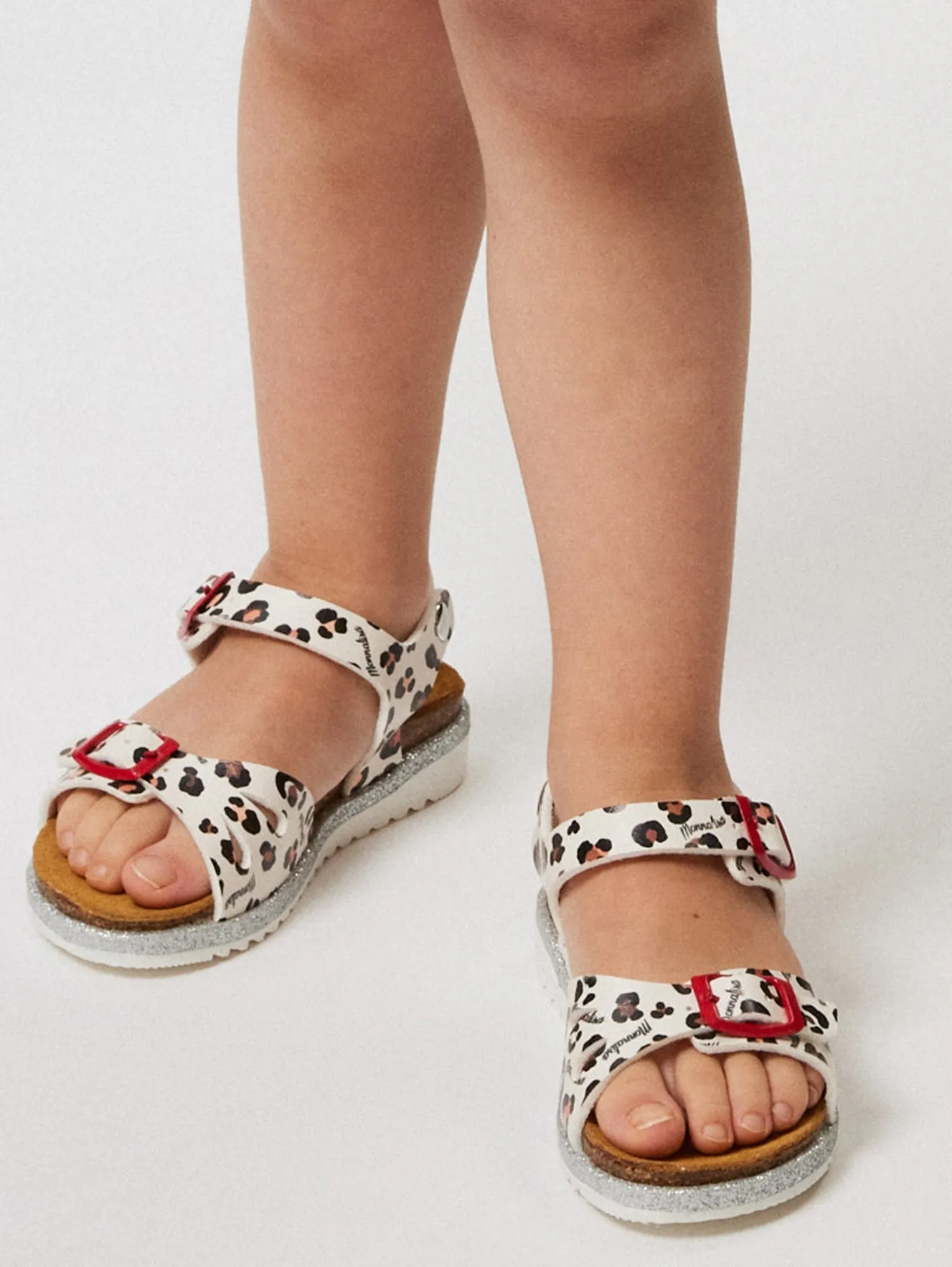 Girls White Leopard Sandals