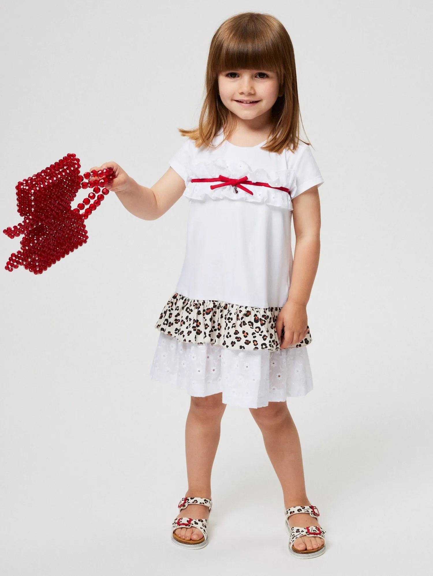 Girls White Leopard Sandals