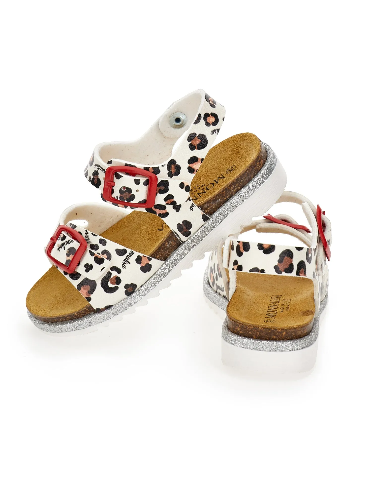 Girls White Leopard Sandals