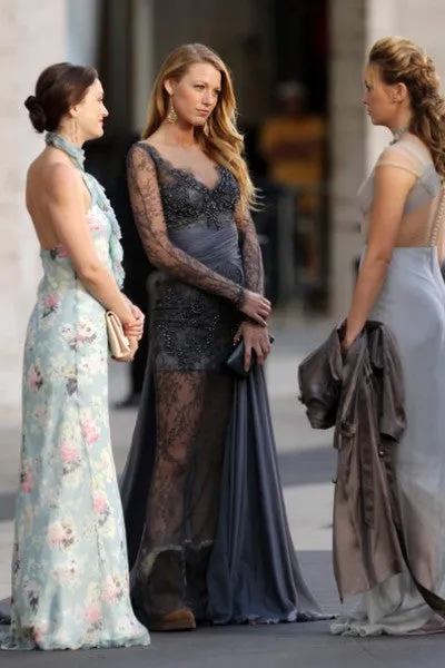 Grey Katie Cassidy Juliet Sharp Chiffon Dress Slit Prom Best Celebrity Dress Gossip Girl