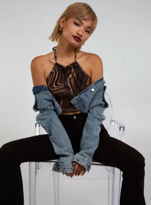 Halter Neck Marble Print Top