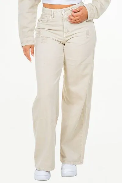 Hazel Blues® |  American Bazi High Waist Distressed Wide Leg Jeans