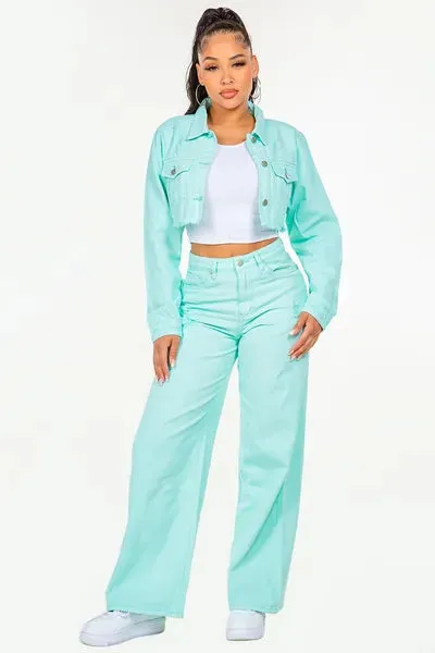 Hazel Blues® |  American Bazi High Waist Distressed Wide Leg Jeans