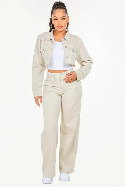 Hazel Blues® |  American Bazi High Waist Distressed Wide Leg Jeans