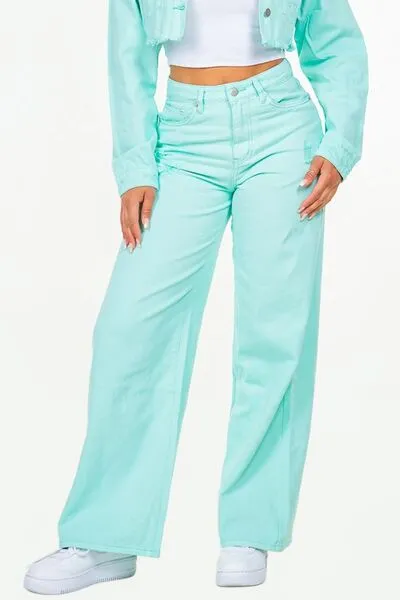 Hazel Blues® |  American Bazi High Waist Distressed Wide Leg Jeans