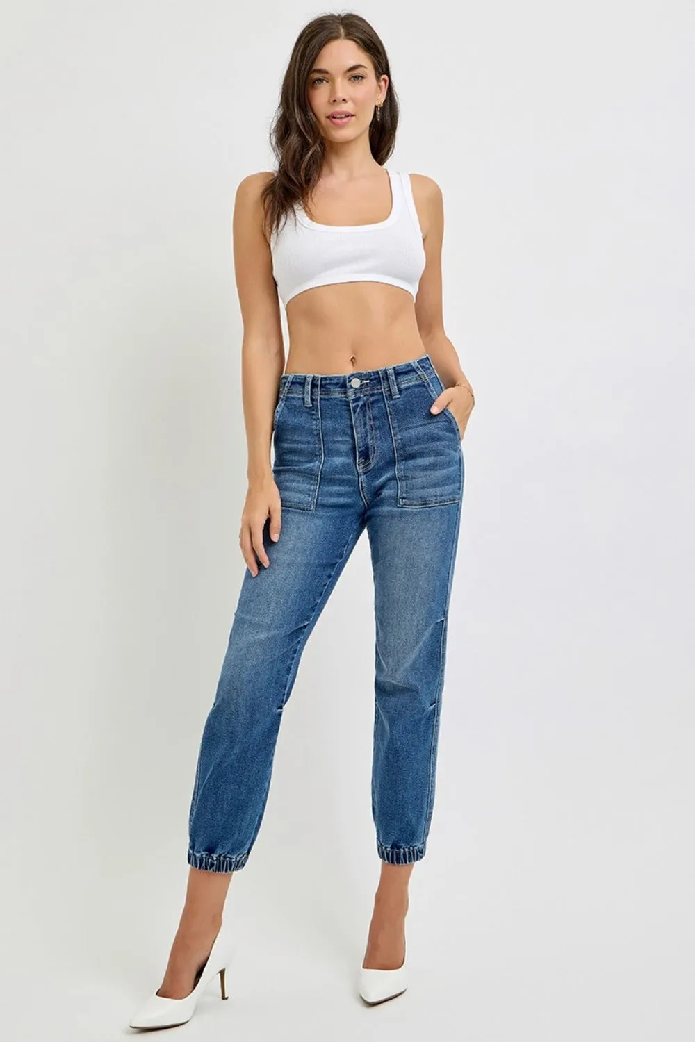 Hazel Blues® |  RISEN High Rise Ankle Jogger Jeans