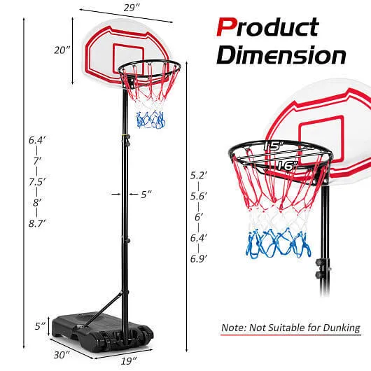 Height Adjustable Basketball Hoop with 2 Nets and Fillable Base - Color: Multico