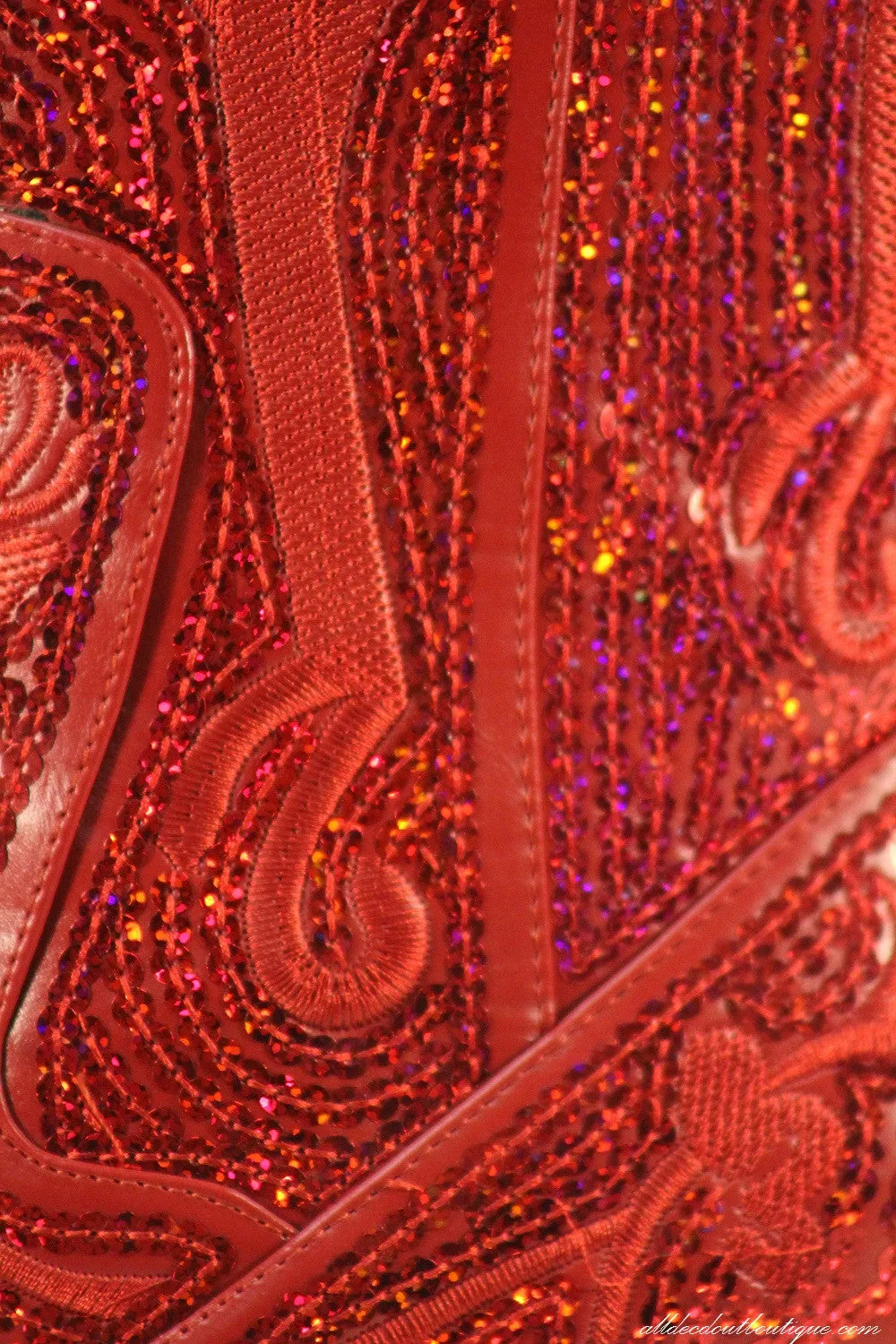 Helen's Heart | Full Embellished Sequin Red Boot
