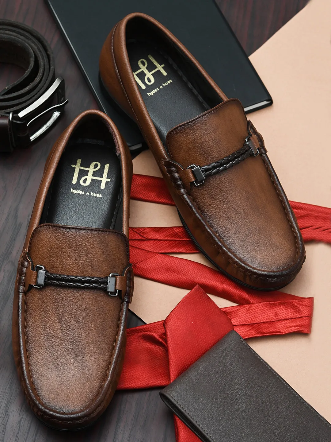 Hydes N Hues Men Tan Formal Loafers