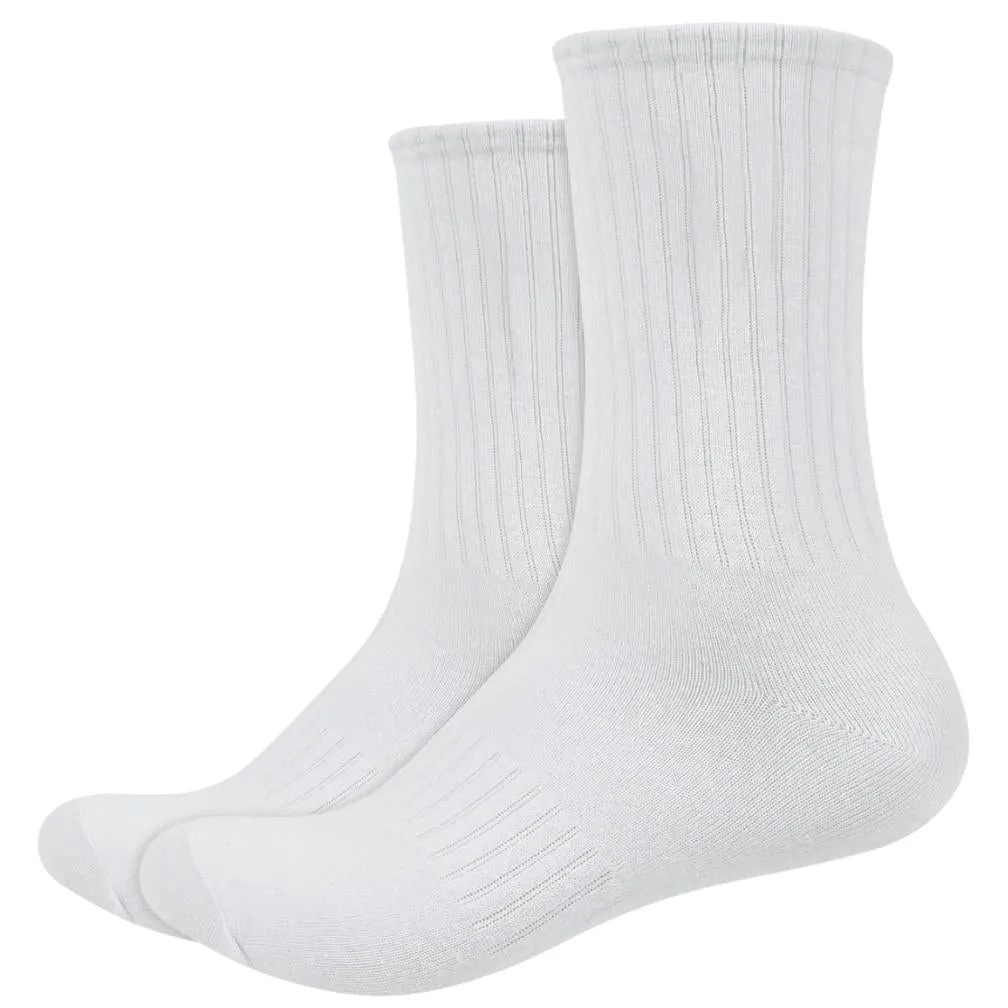 IDENTITY Apparel Unisex Colored Crew Length High Cut Cotton Socks with Striped Ribbing and Arch Support