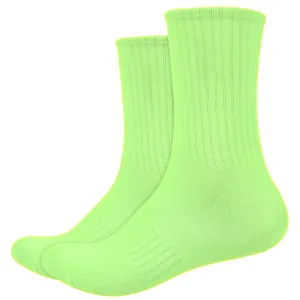 IDENTITY Apparel Unisex Colored Crew Length High Cut Cotton Socks with Striped Ribbing and Arch Support