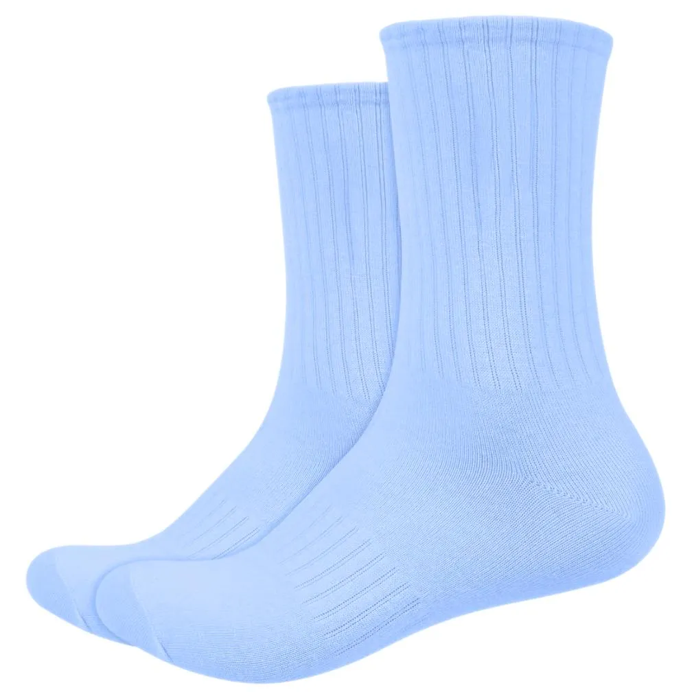 IDENTITY Apparel Unisex Colored Crew Length High Cut Cotton Socks with Striped Ribbing and Arch Support