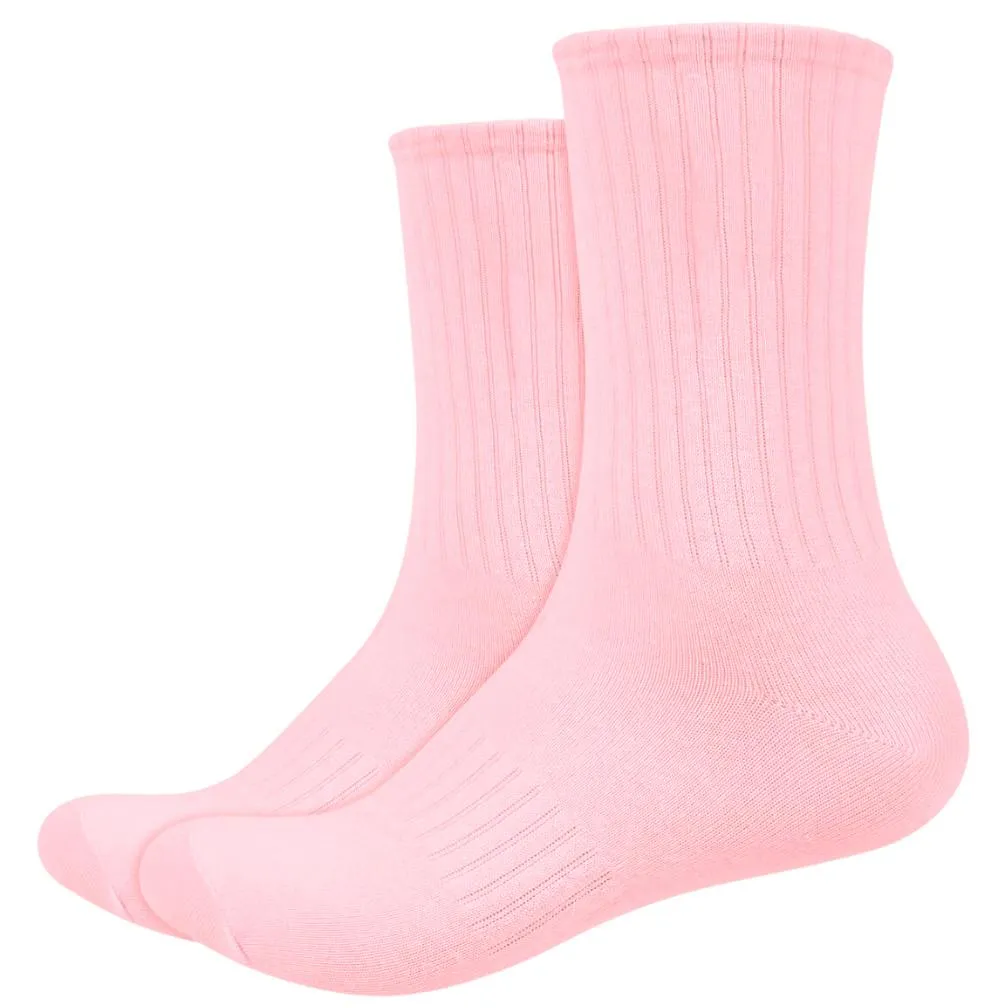 IDENTITY Apparel Unisex Colored Crew Length High Cut Cotton Socks with Striped Ribbing and Arch Support