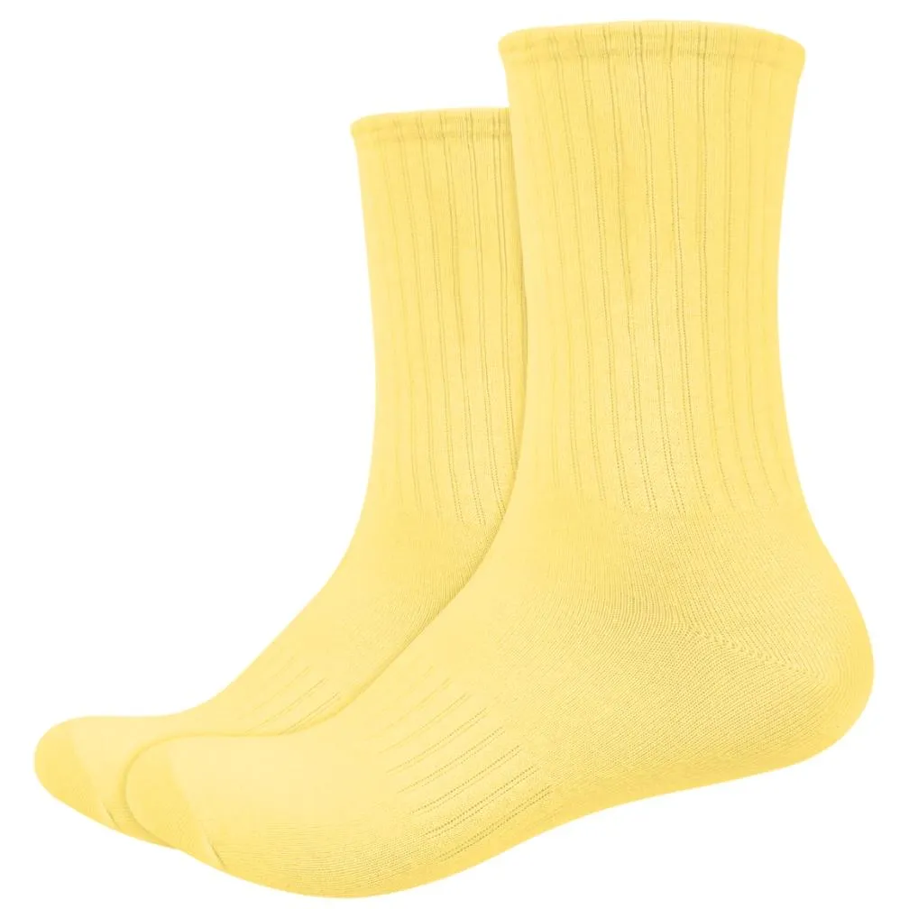 IDENTITY Apparel Unisex Colored Crew Length High Cut Cotton Socks with Striped Ribbing and Arch Support