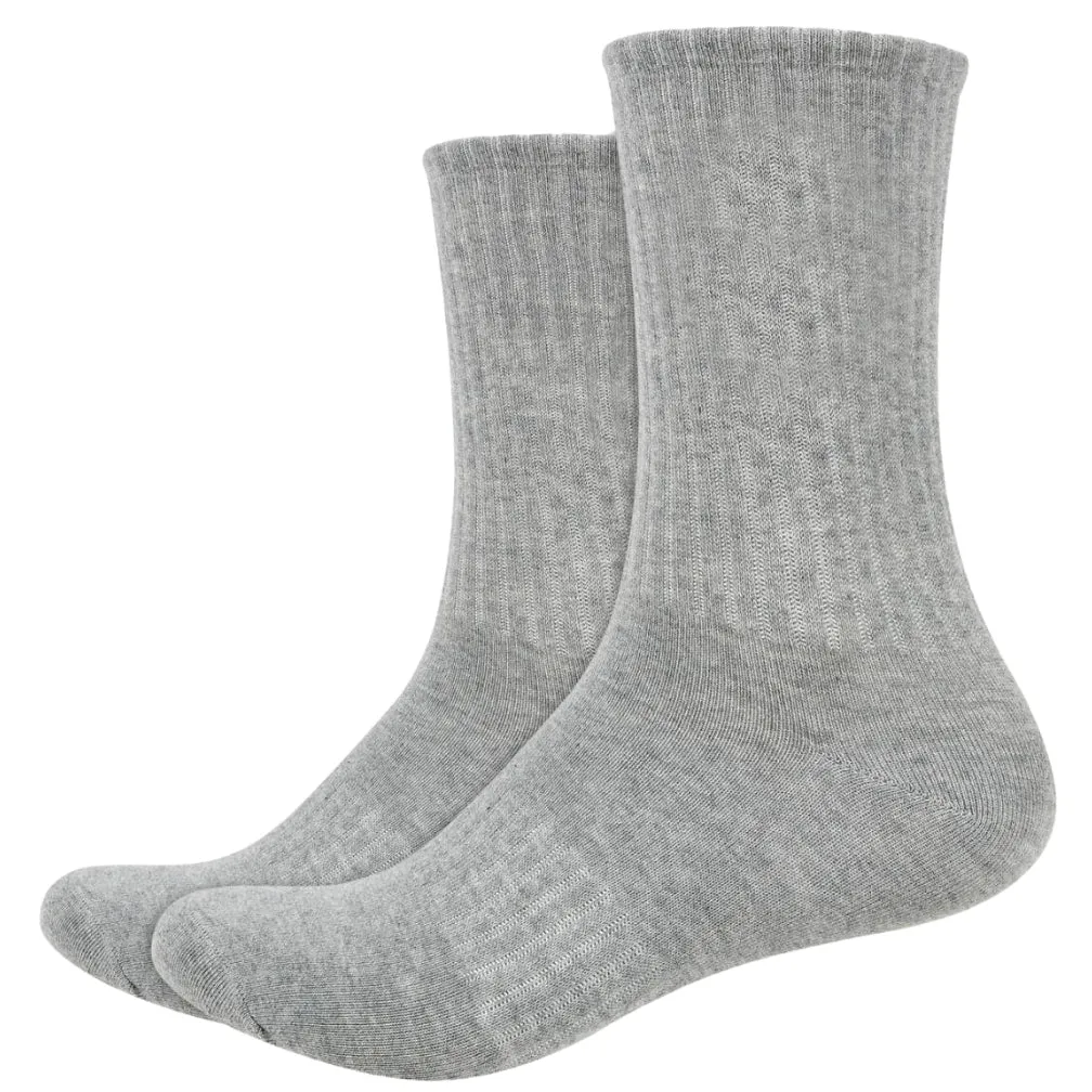 IDENTITY Apparel Unisex Colored Crew Length High Cut Cotton Socks with Striped Ribbing and Arch Support