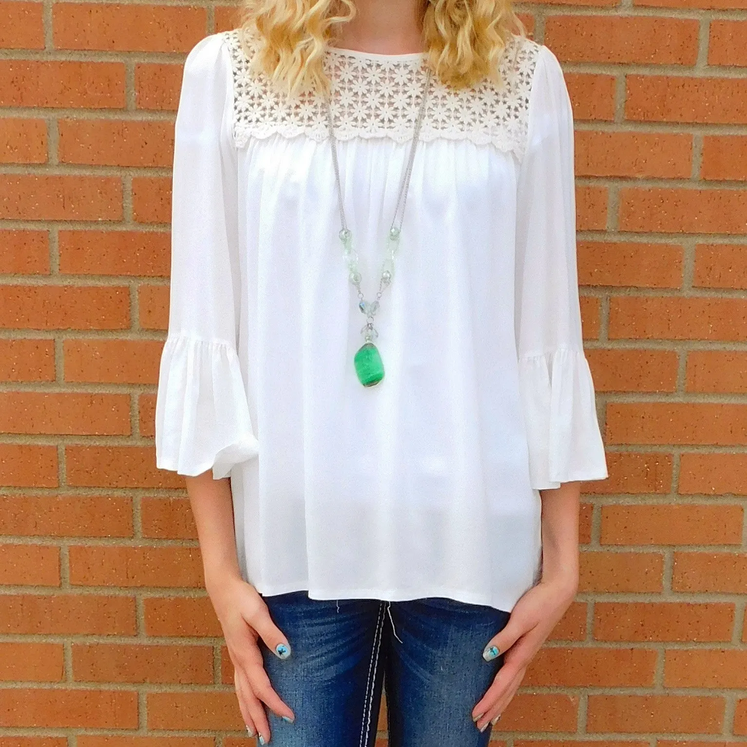 J&M | Lace Trim Tunic Blush