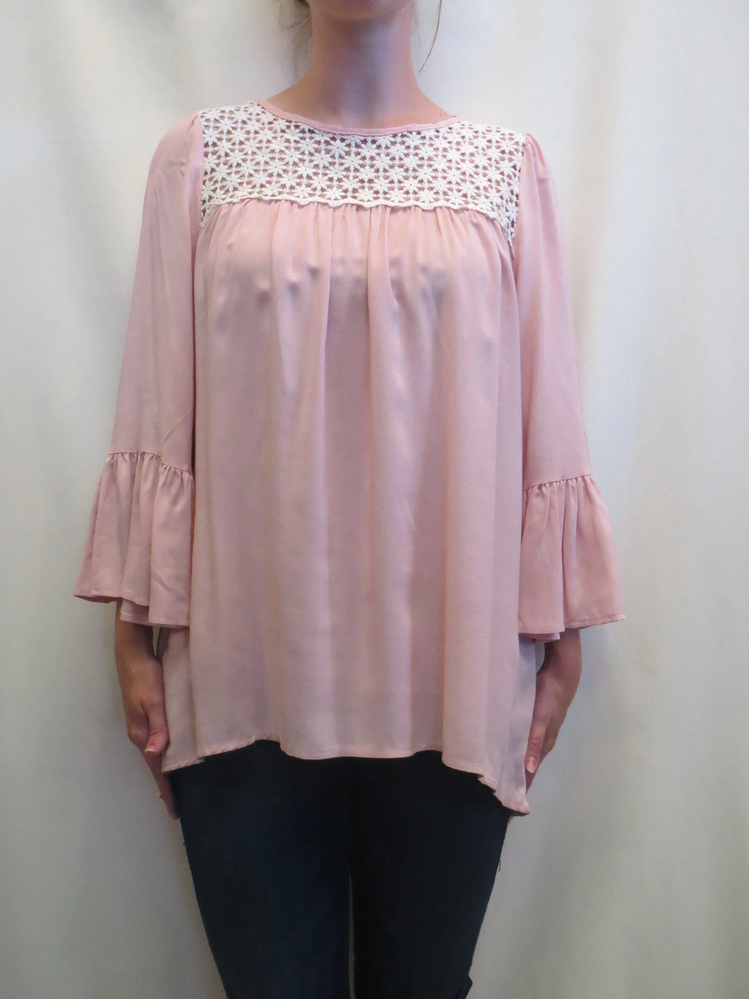 J&M | Lace Trim Tunic Blush