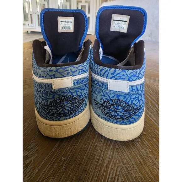 Jordan 1 Retro Low Men’s Size 10 White Sport Blue Leather 553558-104 Sneaker